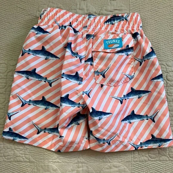 Boys Sz. 6/7 Shark Swim Trunks (Trunks, Carter's, Op) & New Eddie Bauer Swim Top - Picture 10 of 16